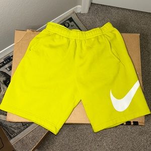 Lime Green Nike Fleece Shorts